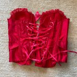 Victoria's Secret NWT rare Victoria’s Secret hot pink strapless Lacey corset with bow lace ruffles Photo 4