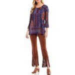 Slim Factor By Investments Women's Plus Pants Faux Suede Fringe Size 1X Brown Photo 2