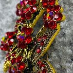 Flower Bouquet Brooch Pin Women Gold Tone Shade of Pink Rhinestone Cluster Photo 5