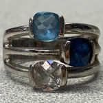 Lia Sophia  Multi Color Gemstones Cushion Cocktail Ring Size 7.5 Modernist Photo 0