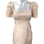 Free People  Pera Cream Short Puff Sleeve Square Neck Smocked Mini A-line Dress 2 Photo 0