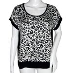 Sympli Shirt Womens 4 Black White Animal Print Satin Dolman Top Bold Edgy Unique Photo 0
