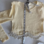 ZARA NWT  Seamless Ribbed Pearl Fringe Long Sleeve Crop Top XS in Oyster white Photo 12