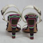 Prada Calzature Donna White Leather Cinghiale Viola Slingback Heel Sandals Sz 39 Photo 4