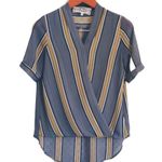 Pink Martini Pink‎ Martini gray gold striped hi-lo blouse Photo 0