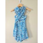 Petal and Pup LeLe Halter Romper Size XS Blue Floral Rayon Linen Blend NEW Photo 3