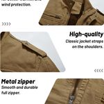 Men's Cotton Jacket Full Zip Lightweight Military Cargo Work Casual Jacket Outwear Coat Photo 2
