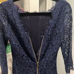 Diane Von Furstenberg  Zarita Midnight Navy Blue Stretch Lace Shift Dress, Size 4 Photo 9