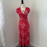 Boden Lily Jersey Faux Wrap Floral Print Midi Dress Pop Peony Meadow Cottagecore Red Size 2P Photo 1
