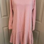 JustFab 100% Cotton drop waist raw edge dusty pink long sleeve minidress. Sz S. Photo 0