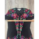 VINTAGE‎ Niteline by Della Roufogali Beaded Sequin Floral Silk Jacket Size Small Black Photo 4