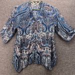 Womens Tunic Medium Fairy Blouse Boho Bohemian Flowy Paisley Handkerchief Hem Blue Photo 0