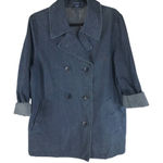 J Crew Womens Denim Jacket Double Breasted Pockets Button Dark Wash Size L Blue Size L Photo 0