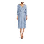 Beach Lunch Lounge Womens Small Blue Print Wrap Midi Dress NWT Photo 1