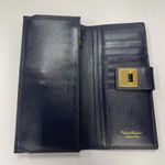 Salvatore Ferragamo Gancini Bifold Long Wallet Navy Canvas/Leather - Preowned Photo 2
