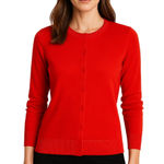 Talbots Charming Cardigan Pima Cotton Tiger Lily Red Petite PL NWT Photo 0