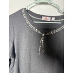 Quacker Factory  Gray Beaded 3/4 Sleeve Embellished Glam T-shirt Women's XL Photo 2