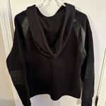 Evereve  Women’s Black Sweatshirt Hoodie with Leather Accents Photo 3