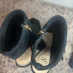 Vince Camuto Black Suede Peep-Toe Booties Photo 3