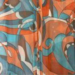 Multiples  Colorful Retro Floral Print Mesh 3/4 Roll Tab Sleeve High Low Hem Top Photo 5