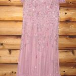Mac Duggal NWT Embellished Illusion Cap Sleeve Column Gown Pink 2 Photo 4