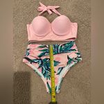 SheIn  2-piece Pink Tropical High Waisted Push-Up Bikini Photo 4