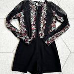 BCBGeneration Lace Long Sleeve Partian Open Back Floral Pattern Romper Sz 2 Photo 0
