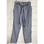 Lydelle Tie Waist Lightweight Striped Beachy Cotton Straight Leg Ankle SZ M Photo 1