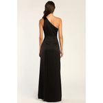 Lulus NWOT  Dreaming of Elegance Black Satin One-Shoulder Maxi Dress Wedding Sz L Photo 2