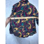 Jack Mulqueen Silk Shirt Medium Paisley Button Mustard Navy Burgundy Green VTG Red Photo 9