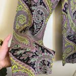 J.Crew 🌞 Black/Yellow/Lilac/Turquoise Paisley Print Cafe Capri’s A Photo 3