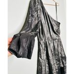 Derek Lam Silver Metallic One Shoulder Pleated Black Mini Dress Size EU 44 Photo 10