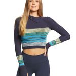 Free People Movement Mountain Mama Striped Layering Top - Nautical Navy Blue Photo 0