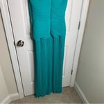 Tadashi Shoji ‎ pleated organza teal maxi gown size 12 wedding guest prom gala Photo 6