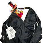 NWT OC by Oleg Cassini 100% Silk Polka Dot Halter Dress 10 Retro Glam Y2K Pinup Black Photo 6