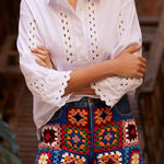 Farm Rio  Ultra High-Rise Crochet Denim Shorts Photo 0