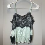 Alice + Olivia Alice‎ & Olivia NEW Oralia Cold-Shoulder Silk Teal/Black Lace Blouse Size Small Photo 1