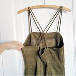 Anthropologie • Sueded Slip Midi Dress green faux suede strappy a-line Photo 8