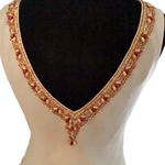 Cache  Beige Plunging Double V Neck Silk Bead Embellished Top Lined $128 NWT New Photo 8