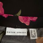 Susan Graver  Black Pink Long Sweater Cardigan Duster Liquid Knit Colorful Floral Photo 3