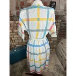 Dress Windowpane plaid shirt dress red blue yellow Size 4 Photo 13