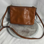 Fossil Brown Leather Crossbody Bag Double Zip Adjustable Strap Medium Purse Photo 0