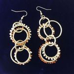 Silver Orange & White Bead Dangle Circle Earrings Photo 1