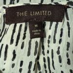 The Limited  Beige Black Sketch Line Semi Sheer Dolman Sleeve Smocked Blouse M Photo 6