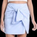 Storia  Faux Wrap Blue/White Pinstripe Mini Skirt Size Medium 100% Cotton Photo 1