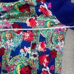 Yuka Mixed Media Print Turtle Neck Size Medium Blue Photo 10