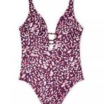 Shade & Shore  Plunge Front Swimsuit Boysenberry Size Large EUC #2482 Photo 0