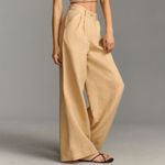 Anthropologie Faithfull The Brand Circa Wide Leg High Rise Linen Pants Honey NEW Photo 2