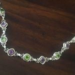 Amethyst Vintage Peridot Sterling Silver Link Bracelet Photo 4