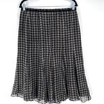 Anne Klein Vintage Y2K Silk Houndstooth Black Knee Length Skirt Size 10 Witchy Photo 2